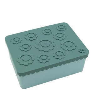 Blafre Blomma matlåda plast tre fack 14x19 cm blågrön/ljust blågrön