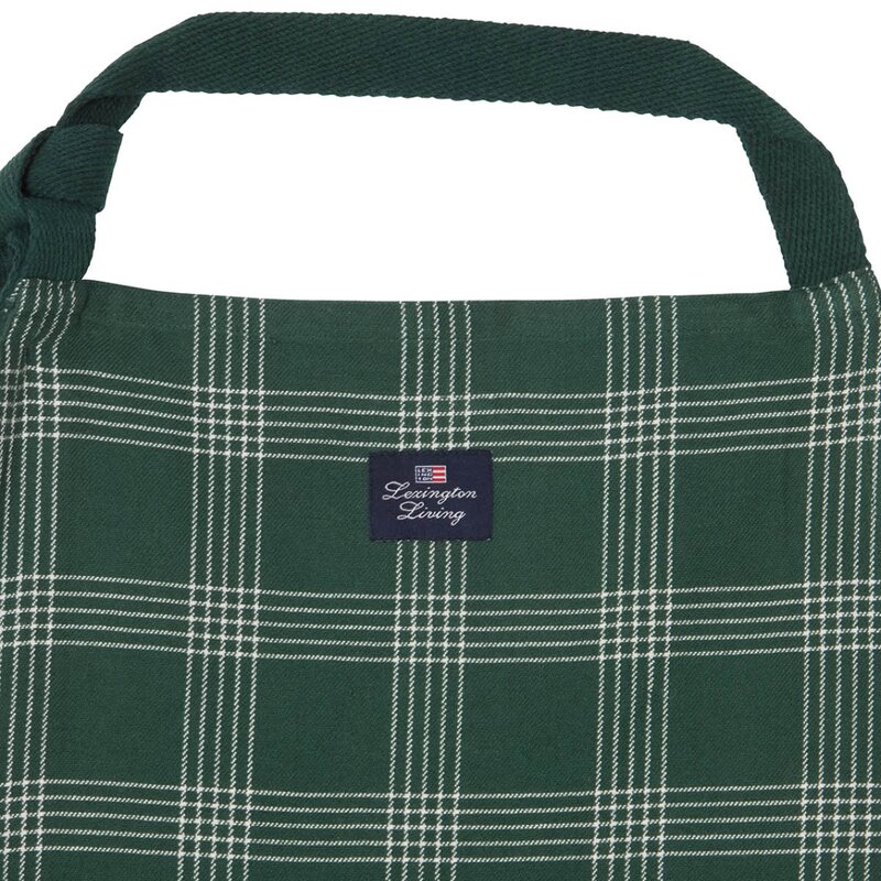 Lexington Förkläde linne/bomull rutigt grön/vit