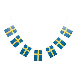 Edelweiss Sverige girlander med 7 flaggor 3m blå/gul