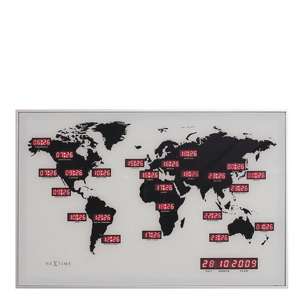 NeXtime World Time väggklocka 55x36 cm multi