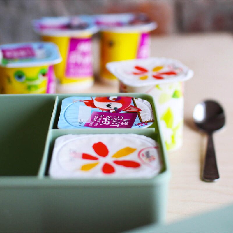 Blafre Björn matlåda plast tre fack 14x19 cm ljusblå/orange