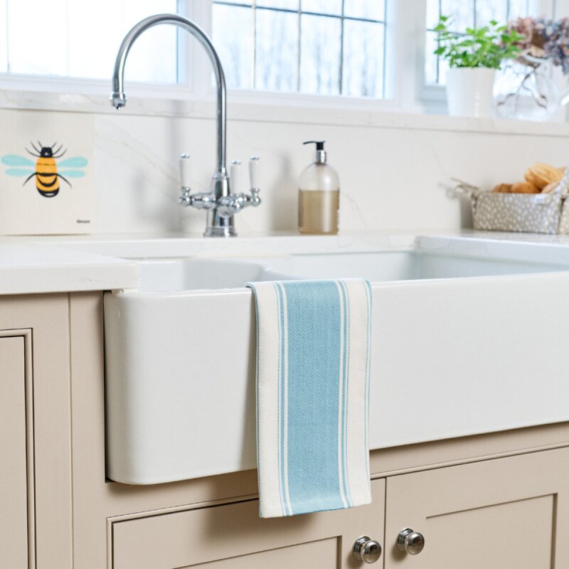 Dexam Love Colour randig kökshandduk 70x45 cm ljusblå