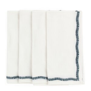 Chamois White Embroidery servetter 50x50 cm 4-pack true navy