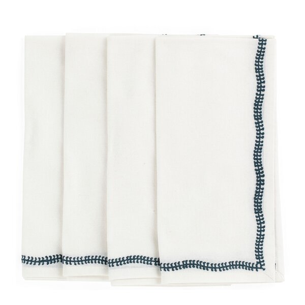 Chamois White Embroidery servetter 50x50 cm 4-pack true navy