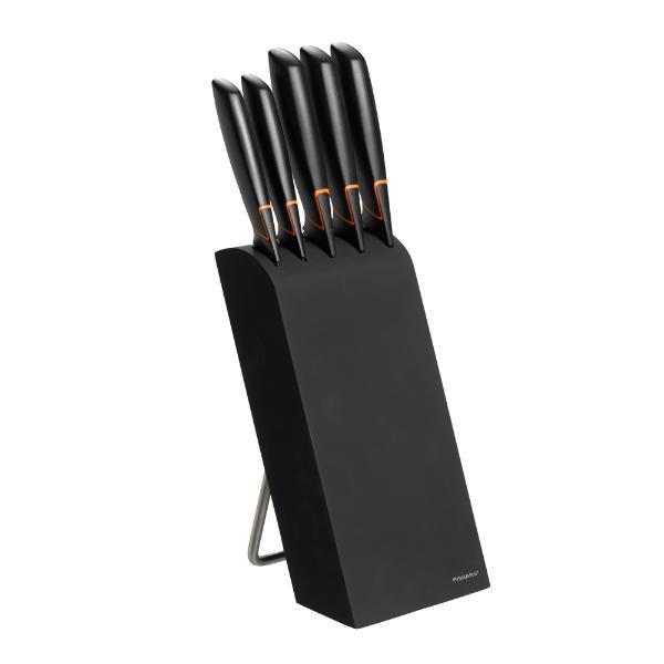 Fiskars Edge Knivblock med 5 Knivar Svart
