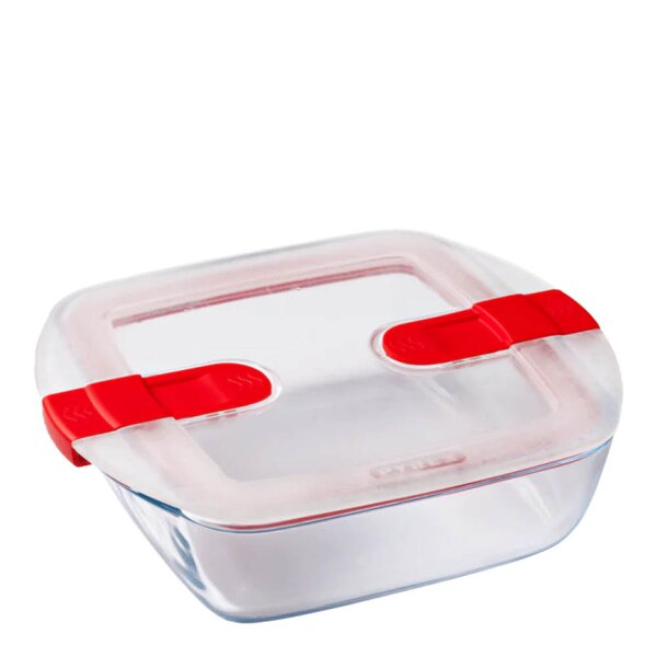 Pyrex Cook & Heat förvaringsburk 1 L röd/klar