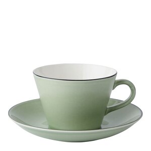 Gustafsberg Natur konisk kaffekopp med fat 15 cl krusbärsgrön