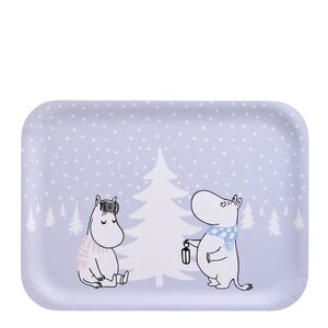 Muurla Mumin bricka 27x20 cm Snöfall lila