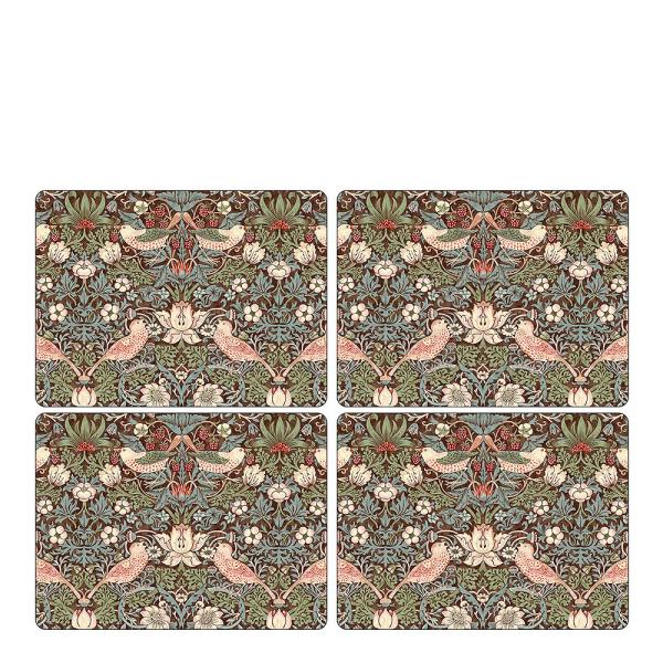 Pimpernel Pure Morris Tablett 30x40 cm 4-pack Strawberry Thief Brun