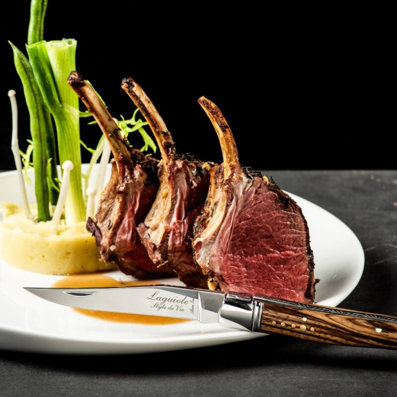 Laguiole Style de Vie Fickkniv med skärpstål och fodral zebraträ