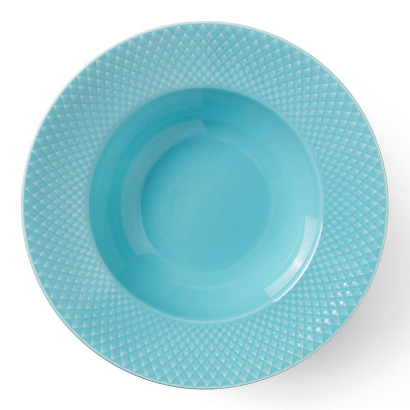Lyngby Porcelæn, Rhombe Color Tallrik Djup 24.5 cm Turkos - Kitch'n