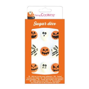 ScrapCooking Halloween ätbara tårtdekorationer 9-pack orange/vit