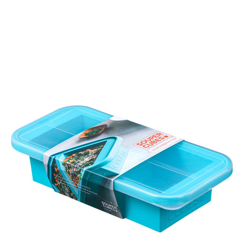 Souper Cubes Matförvaring och Lock Silikon 2-cup 2x500 ml Blå