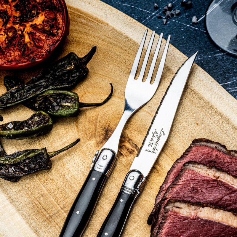 Laguiole Style de Vie Grillbestick gaffel 22 cm 6-pack Svart