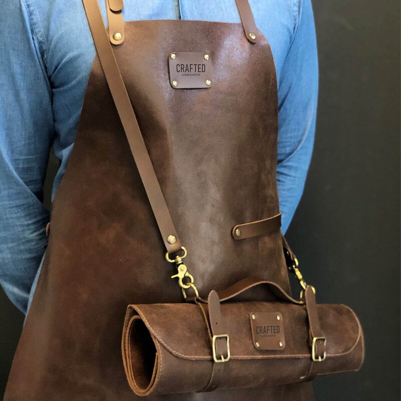 Crafted Leather förkläde 80x58 cm brun