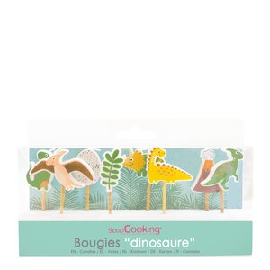 ScrapCooking Tårtljus dinosaurie 8-pack grön/gul/orange