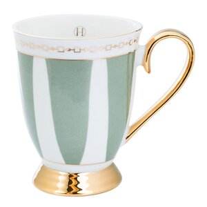Hilke Strisce Salvia mugg 28 cl grön