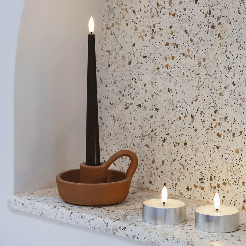 Moods & More Värmeljus LED 6,3x2,5 cm silver/vit