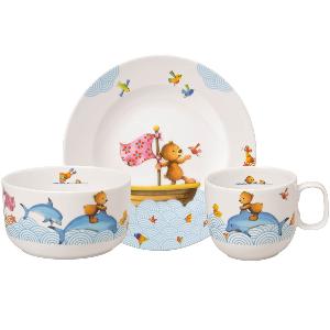 Villeroy & Boch Happy as a Bear barnset 3 delar blå
