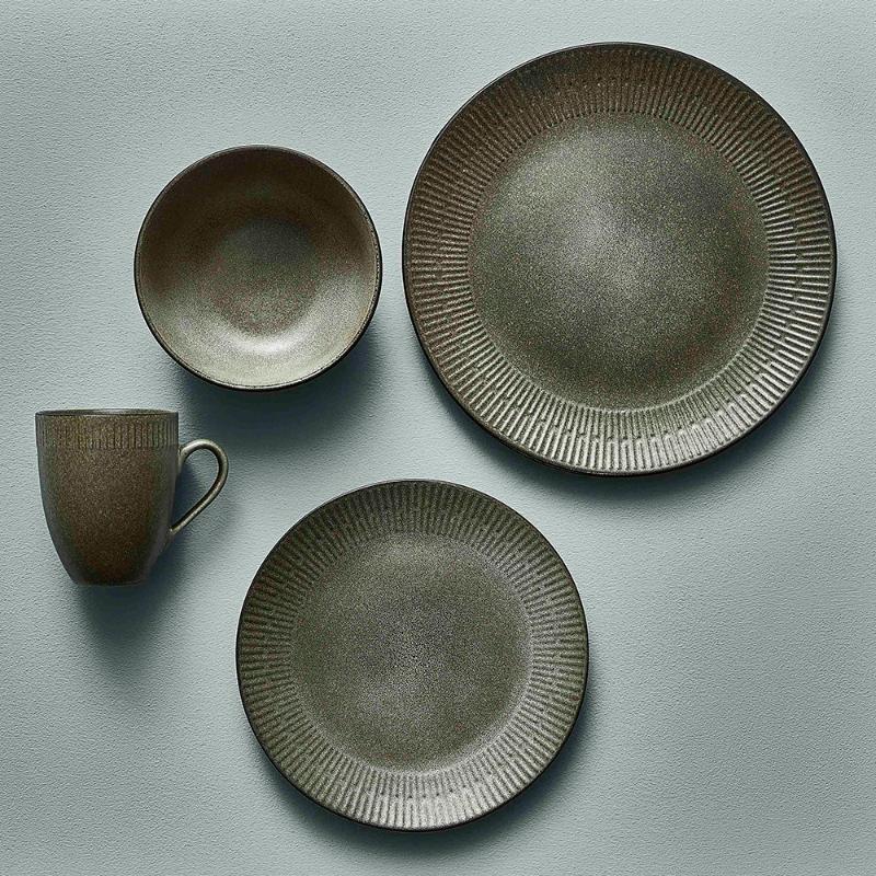 Aida Relief Stoneware Tallrik 22 cm Grå