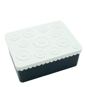 Blafre Blomma matlåda plast tre fack 14x19 cm vit/marinblå