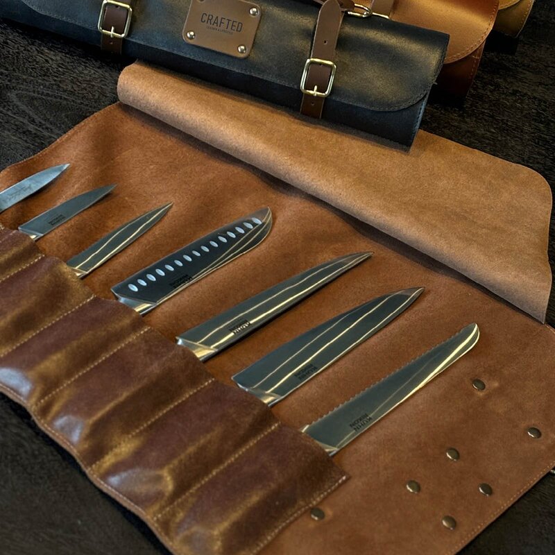 Crafted Leather knivväska 41 cm brun