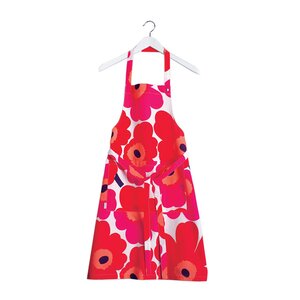 Marimekko Pieni Unikko förkläde 85 cm vit/röd
