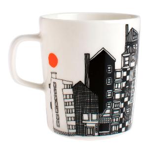 Marimekko Oiva Siirtolapuutarha mugg 25 cl vit/svart/orange