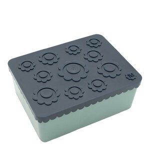 Blafre Blomma matlåda plast tre fack 14x19 cm marinblå/blågrön