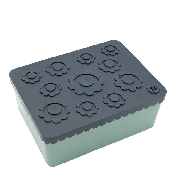 Blafre Blomma matlåda plast tre fack 14x19 cm marinblå/blågrön