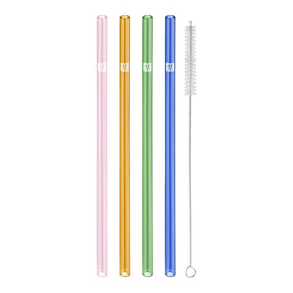 Sorrento Glassugrör+Rengöringsborste 4-pack Flerfärgade