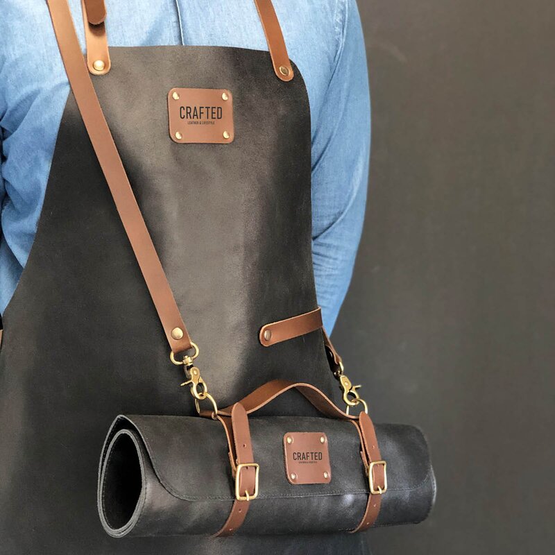 Crafted Leather förkläde 80x58 cm svart