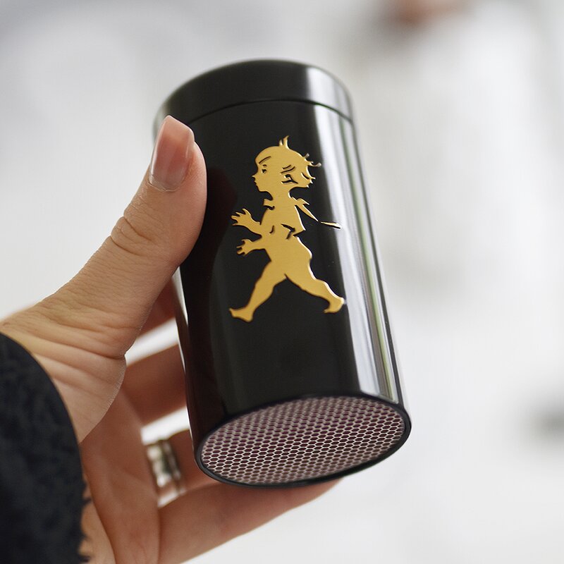 SOLSTICKAN Tändsticksrör 10 cm Svart/Guld