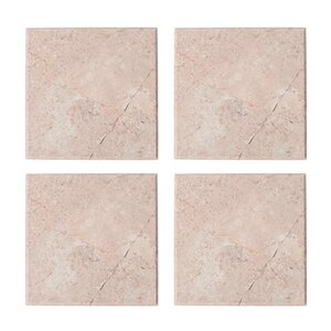Stiernholm Marmor glasunderlägg 10x10 cm 4-pack rosa