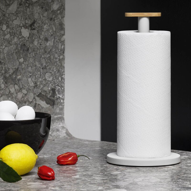 Alessi Mattina hushållspappershållare 33 cm mörkgrå/bambu
