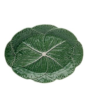 Bordallo Pinheiro Cabbage serveringsfat 43x32 kålblad grön