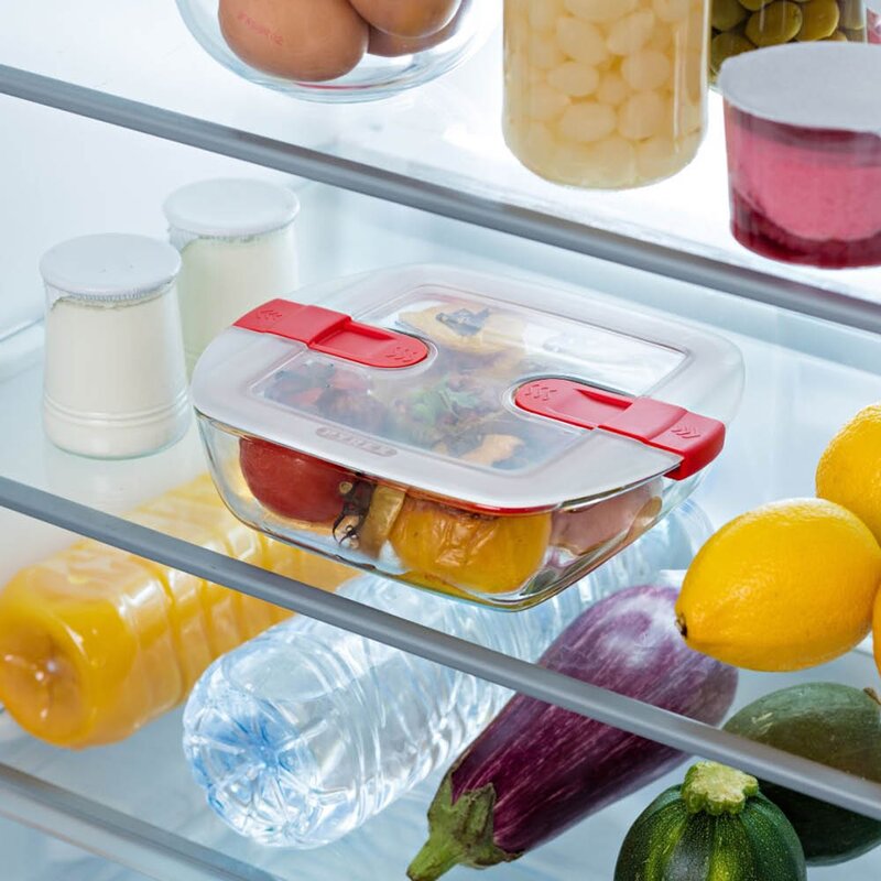 Pyrex Cook & Heat förvaringsburk 2,2 L röd/klar