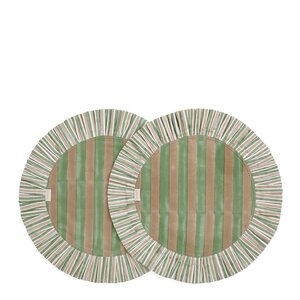 Chamois Jaipur Stripe bordstablett med volang Ø35 cm 2-pack grön