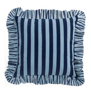 Chamois Jaipur Stripe kuddfodral med volang 48x48 cm blå