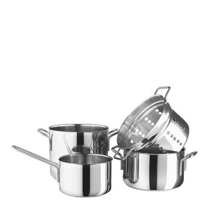 Eva Trio Stainless Steel kastrullset 4 delar med pastainsats