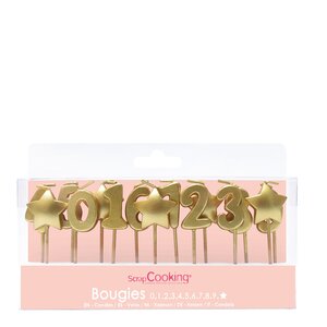ScrapCooking Tårtljus siffror 15-pack guld