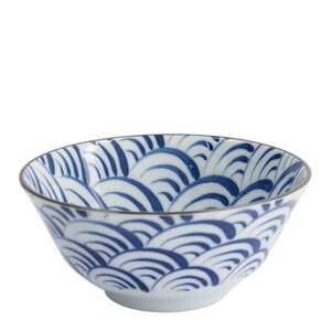 Tokyo Design Studio Natsu Nami Tayo skål 15,2x6,7 cm 0,5 L blå/vit