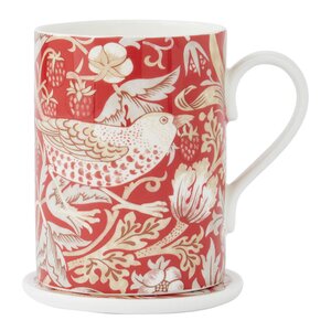 Spode Morris & Co mugg och underlägg Strawberry Thief Indian Red