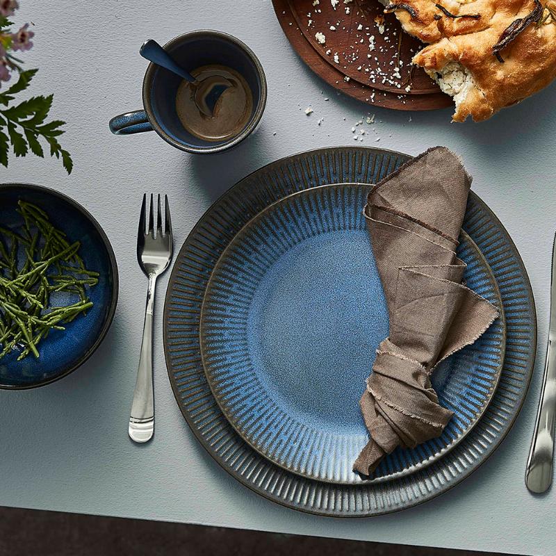 Aida Relief Stoneware Tallrik 22 cm Blå