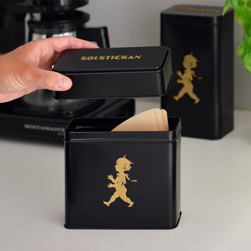 SOLSTICKAN Burk för kaffefilter Svart/Guld