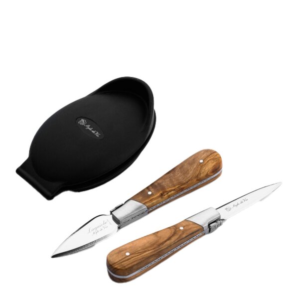 Laguiole Style de Vie Ostron-/skaldjurskniv set 3 delar Olive