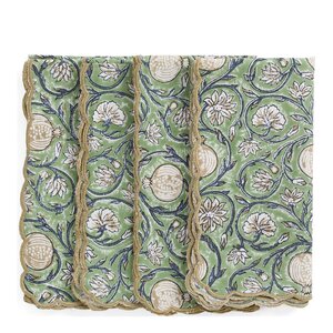 Chamois Scallop Tangier Pomegranate servetter 50x50 cm 4-pack grön