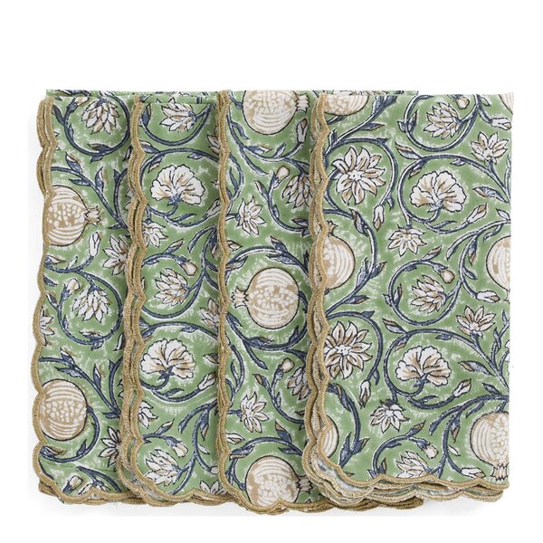 Chamois Scallop Tangier Pomegranate servetter 50x50 cm 4-pack grön