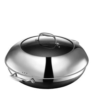 Hexclad Hybrid Wok med Lock 36 cm SIlver/Svart