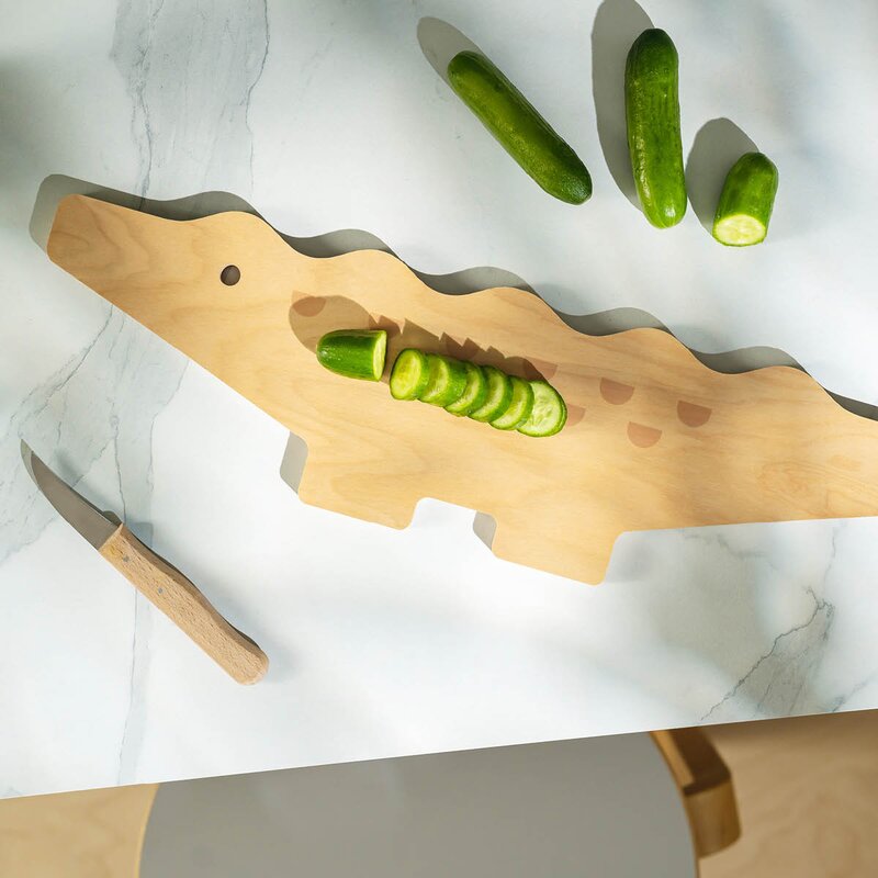 Muurla Fauna skärbräda/serveringsbricka Krokodil 44x12,5 cm grön